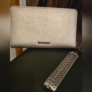 Rebecca Minkoff Metallic Silver Clutch/wallet/wristlet